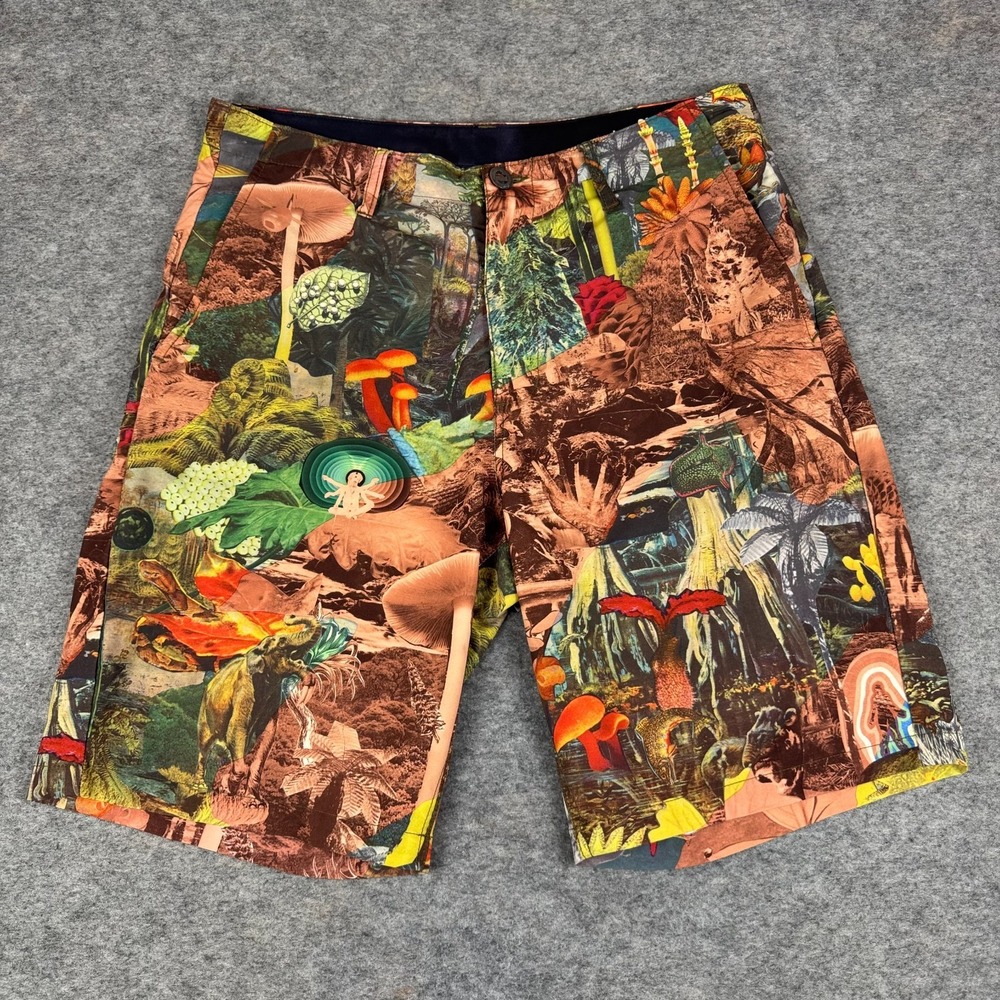 Volcom Frickin V4S Mixed Hybrid Shorts 10" Psychedelic Mushroom Forest Mens 32